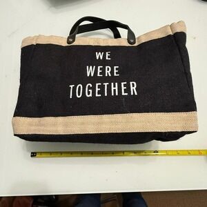 Apolis Global Citizen Black and cream canvas tote bag with leather strap